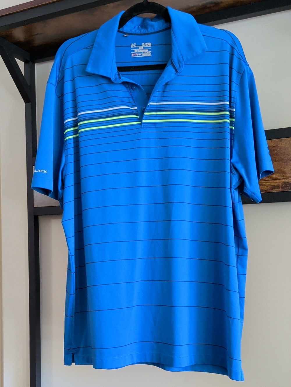 Men's Blue Striped Golf Polo Shirt by Unknown Brand